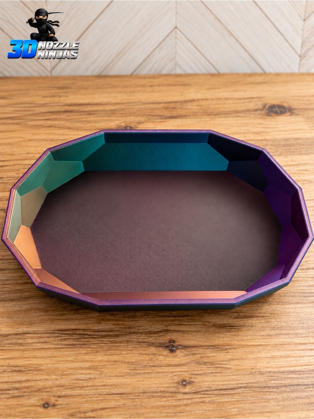 3D Printed Octagonal Geometric Catchall Tray Multicolor Handcrafted Decor